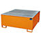 Cubeta colectora BAUER AW 1000/PE con rejilla, IBC 1000 l, An 1475 x P 1475 x Al 625 mm, naranja