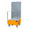 Cubeta colectora móvil con pared de placas perforadas, de acero, capacidad 1 barril de 200 l, naranja