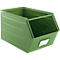 Cubo de almacenamiento abierto Schäfer Shop Select, con barra de transporte, L 550 x An 307 x Al 298 mm, 40 l, 150 kg, acero, RAL 6011 (verde resada)