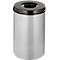 Cubo de basura, para uso interior, volumen, 30 l, tapa autoextinguible, Ø 335 x H 470 mm, acero con recubrimiento de polvo, color aluminio/negro