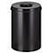 Cubo de basura, para uso interior, volumen 50 l, tapa autoextinguible, Ø 335 x H 625 mm, acero con recubrimiento de polvo, negro/negro