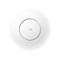 Runder, weißer Cudy-WLAN-Access-Point mit zentralem Logo und einer kleinen, blau leuchtenden LED.