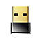 Goldener USB-Adapter mit der Aufschrift Model: BU530 und FC CE Kennzeichnung auf einem glatten schwarzen Sockel.