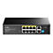 Schwarzer Cudy 8-Port PoE+ Switch mit 2 Uplink-Ports vor weißem Hintergrund.