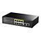 Schwarzer Cudy 8-Port PoE+ Netzwerk-Switch mit 2 Gigabit-Uplink-Ports und VLAN-Umschalter.