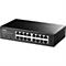 Schwarzer 16-Port Gigabit Ethernet Switch von Cudy Modell GS1016 mit VLAN-Schalter auf neutralem Hintergrund.