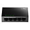 Schwarzer 5-Port Gigabit Desktop-Switch von Cudy mit fünf leuchtenden grünen LEDs.