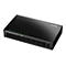 Schwarzer Cudy 8-Port Gigabit Desktop Switch auf weißem Hintergrund mit leuchtenden grünen Status-LEDs.