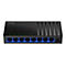 Schwarzer Cudy 8-Port Netzwerk-Switch mit blauen LAN-Anschlüssen und grünen Status-LEDs auf weißem Grund.