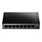 Schwarzer Cudy 8-Port Gigabit Light Managed Switch mit leuchtenden grünen LEDs auf weißem Hintergrund.