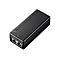 Schwarzer PoE-Injektor in rechteckiger Form mit zwei Ethernet-Anschlüssen und Beschriftung DATA IN sowie P+DATA OUT.