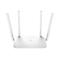 Weißer Cudy WLAN-Router mit vier langen Antennen und Status-LEDs auf der Oberseite vor weißem Hintergrund.