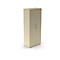 Beige cabinet with two doors, silver handles, and a keyhole.