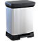 Curver Decobin pedaalemmer, 80 % gerecycled kunststof, metaallook, B 390 x D 290 x H 510 mm, 30 liter, zilver/zwart
