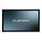 Écran plat, cadre noir, fond gris avec "CUSTOM" en lettres blanches.