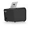 Imprimante de reçus noire, papier sortant ; texte : CUSTOM P3+ RECEIPT PRINTER.