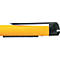 Poignée jaune et noire d'un outil. Une partie de la poignée est jaune, le reste est noir.