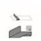Grey folded metal bracket, below a schematic representation. In the corner a label with RAL 7035.