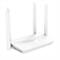 Weißer D-Link WLAN-Router mit vier Antennen vor weißem Hintergrund.