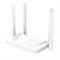 Weißer D-Link WLAN-Router mit vier stehenden Antennen und fünf leuchtenden Status-LEDs auf der Oberseite.