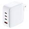 Weißes Ladegerät mit drei USB-C-Anschlüssen und einem USB-A-Anschluss.