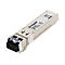 Ein silberner D-Link SFP+ Transceiver, Beschriftung mit Modellnummer und Spezifikationen.