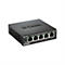 Commutateur Ethernet rapide D-Link noir avec cinq ports, étiquetage et voyants LED verts.
