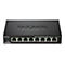 Schwarzer D-Link Fast Ethernet Switch. Acht Ports, beschriftet 1-8. D-Link Logo und Schriftzug 'Fast Ethernet Switch'.