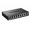 Schwarzer D-Link Ethernet Switch mit acht Anschlüssen, Beschriftung auf der Oberseite.