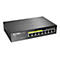 Commutateur D-Link Gigabit PoE noir, huit ports en façade. Texte : D-Link, DGS-1008P, Gigabit PoE Switch.
