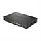 Schwarzer D-Link Netzwerkswitch, oben Logo und Produktbezeichnung. Front mit Anschlüssen und LEDs.