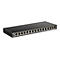 Schwarzer D-Link-Switch mit 16 Ports. Beschriftung: D-Link, DGS-1016S, Ports 1 bis 16.