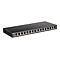 Ein schwarzer D-Link Netzwerkswitch mit 16 Ports, auf weißem Hintergrund.
