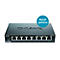 Commutateur Gigabit D-Link noir avec huit ports et une étiquette de boîtier métallique.