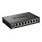 Commutateur Gigabit D-Link noir avec huit ports. Inscription : D-Link, DGS-108 et Gigabit Switch.