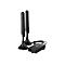 Schwarzes Router-Set mit zwei Antennen und einer Steuerbox.