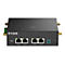 Dunkelgrauer D-Link-Router mit LAN-Ports, Leuchten und Antennen. Aufschrift: LAN1, LAN2, LAN3, LAN4. Mit Reset-Knopf.