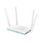 Ein weißer D-Link WLAN-Router mit vier Antennen, die aus dem Gehäuse ragen.