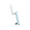 Hellblauer Router im Profil, mit Antenne und Beschriftungen: Reset, WPS, WLAN.