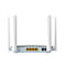 Rückseite eines Routers mit vier Antennen, LAN-, WAN- und Stromanschlüssen. Aufschrift: Reset, SIM, DC-IN, ON/OFF.