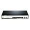 Schwarzer D-Link Web Smart Switch mit 10 Ports, beschriftet mit "D-Link" und "DGS-1210-10".