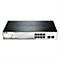 Un commutateur réseau D-Link noir. Il possède 8 ports LAN et 2 autres ports. En haut, il est écrit D-Link, en dessous 'WEB SMART SWITCH'.