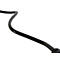 Ein schwarzes Kabel, das sich wellenförmig über einen weißen Hintergrund windet.