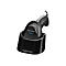 Scanner de code-barres noir dans une station de recharge. 'DATALOGIC Gryphon' est sur le scanner.