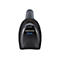 Schwarzer Barcode-Scanner, Marke Datalogic, Modell Gryphon. Drahtlos, mit ergonomischem Griff und gemusterter Front.