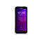 Ein schwarzes Smartphone mit lila Hintergrund, zeigt 17:00 Uhr und Datum. Darunter Text: Swipe up to open.