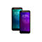 Zwei Smartphones, eines blau, eines violett, zeigen die Uhrzeit an. Beide haben das Datalogic-Logo und „Swipe up to open“.