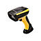 Handscanner in Schwarz und Gelb, Detailaufnahme.