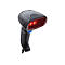 Schwarzer Barcode-Scanner mit rotem Licht. Aufschrift: Datalogic Quickscan.