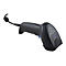 Schwarzer Barcode-Scanner mit Kabel. Aufschrift: Datalogic QuickScan. Ein blauer Knopf ist zu sehen.